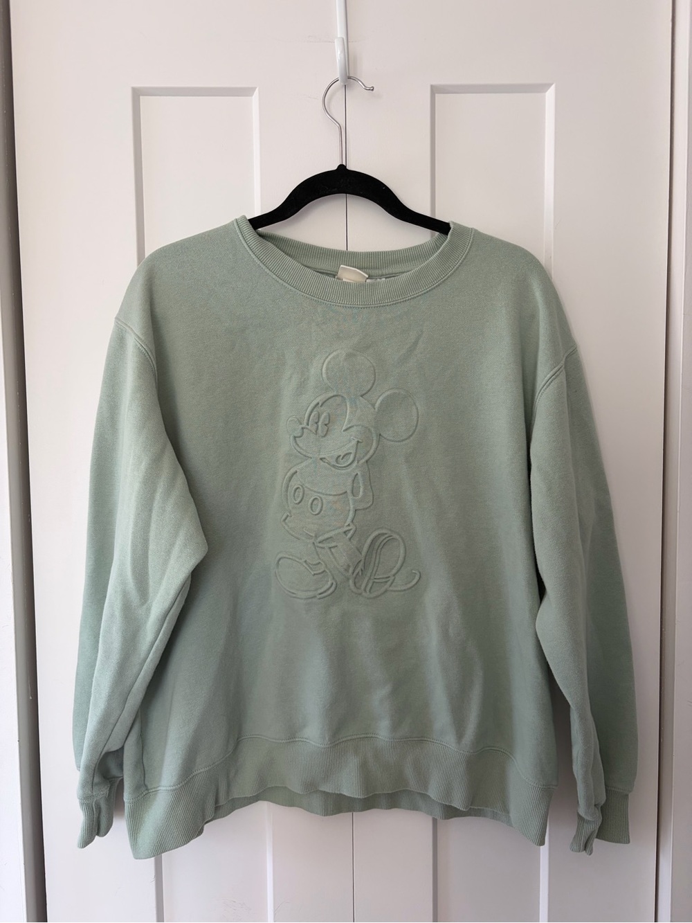H&M Sage Green Embossed Mickey Crewneck